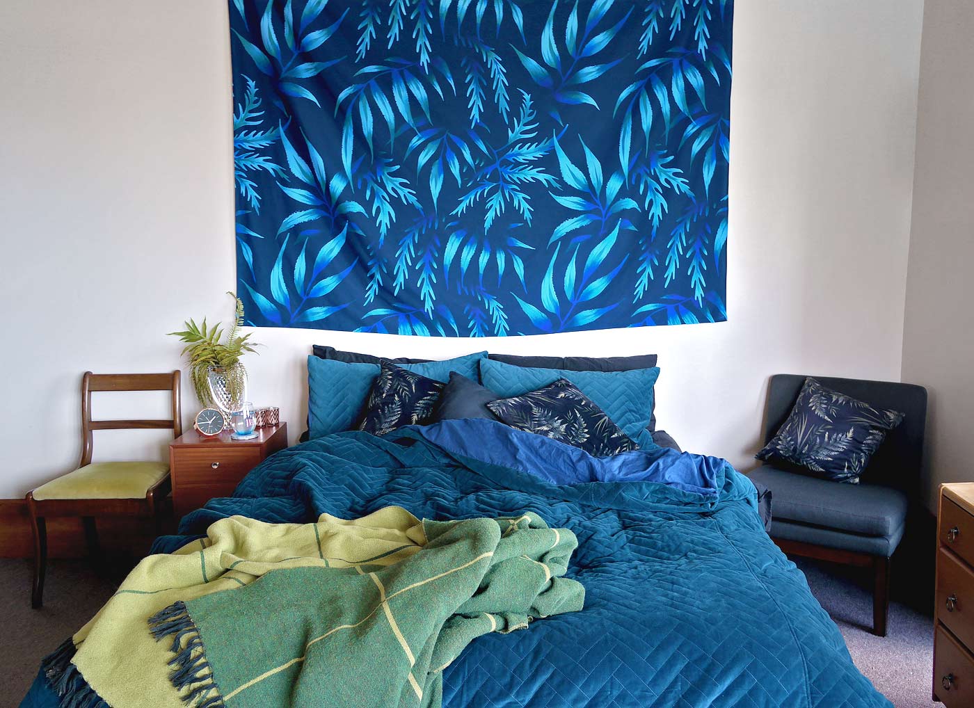 Leaf print wall hanging bedroom decor by Andrea Muller
