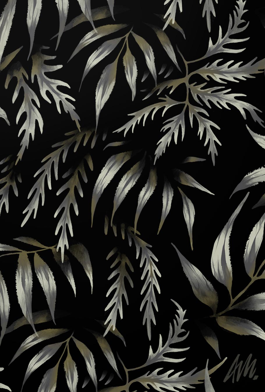 Fern leaf print pattern black by Andrea Muller