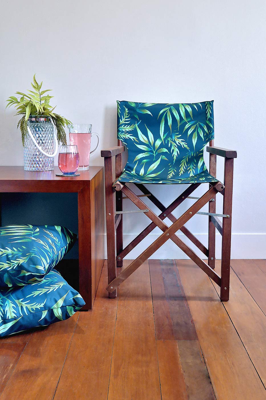 Tropical Fern Leaf print deck chair by Andrea Muller