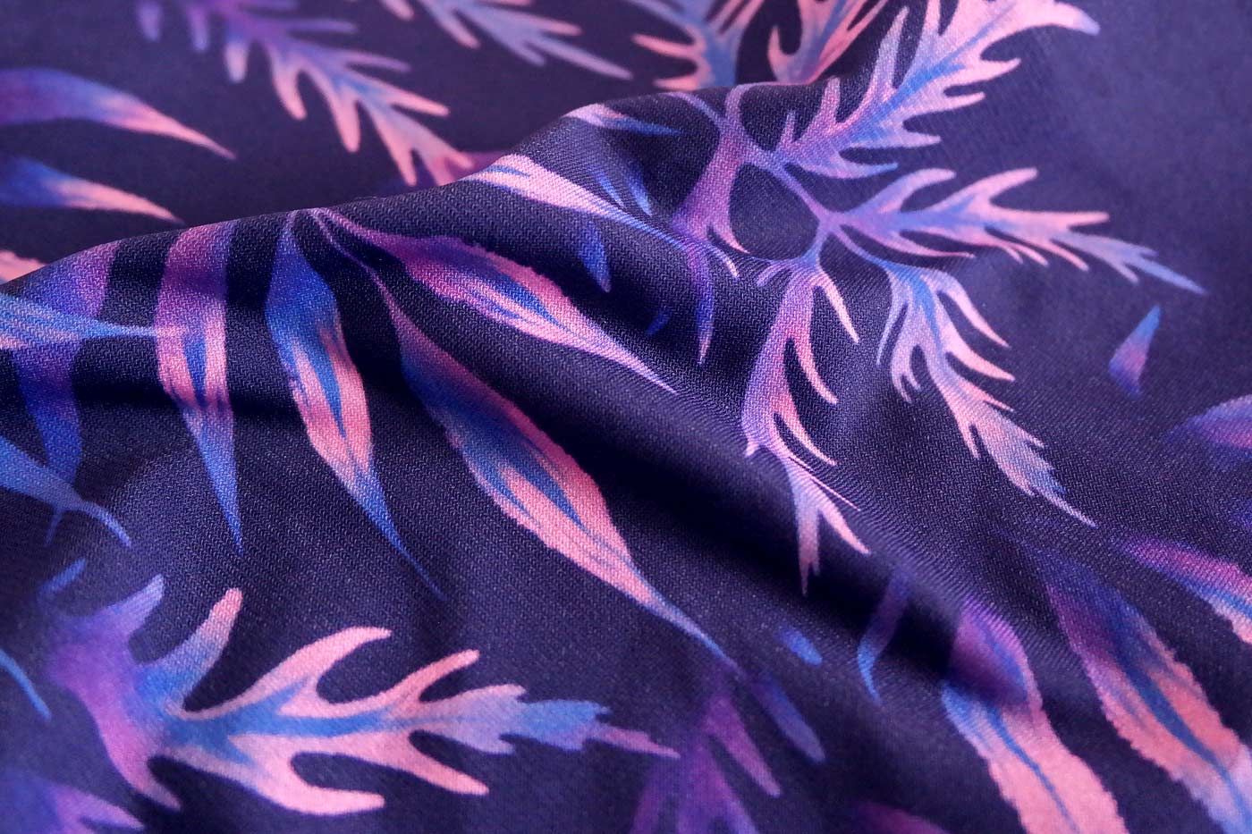 Fern leaf print fabric purple by Andrea Muller