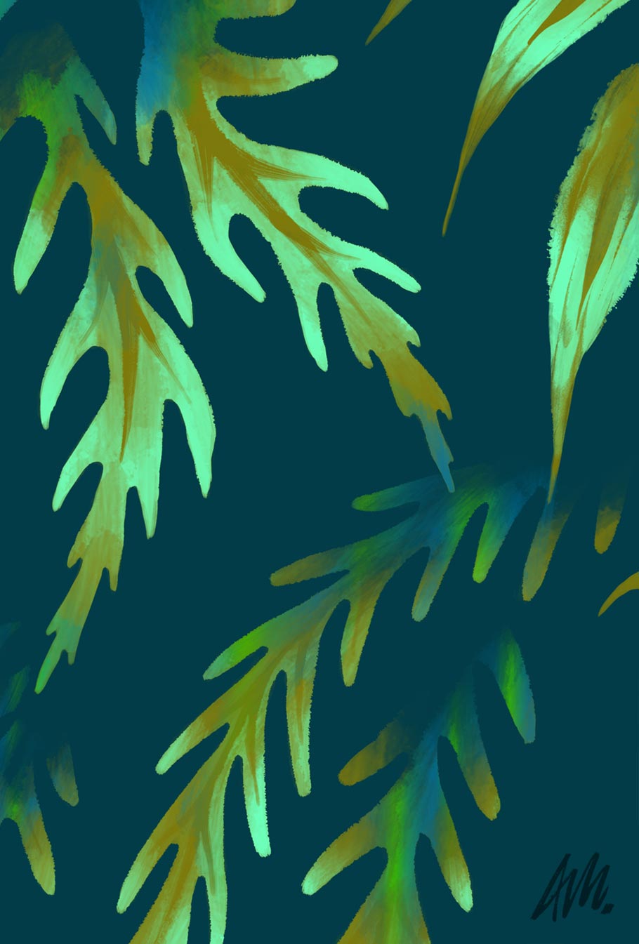 Fern leaf print pattern green by Andrea Muller
