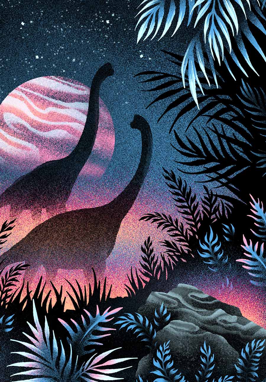 Brachiosaurus dinosaur silhouette illustration by Andrea Muller