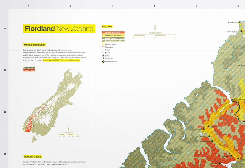 Fiordland National Park map key