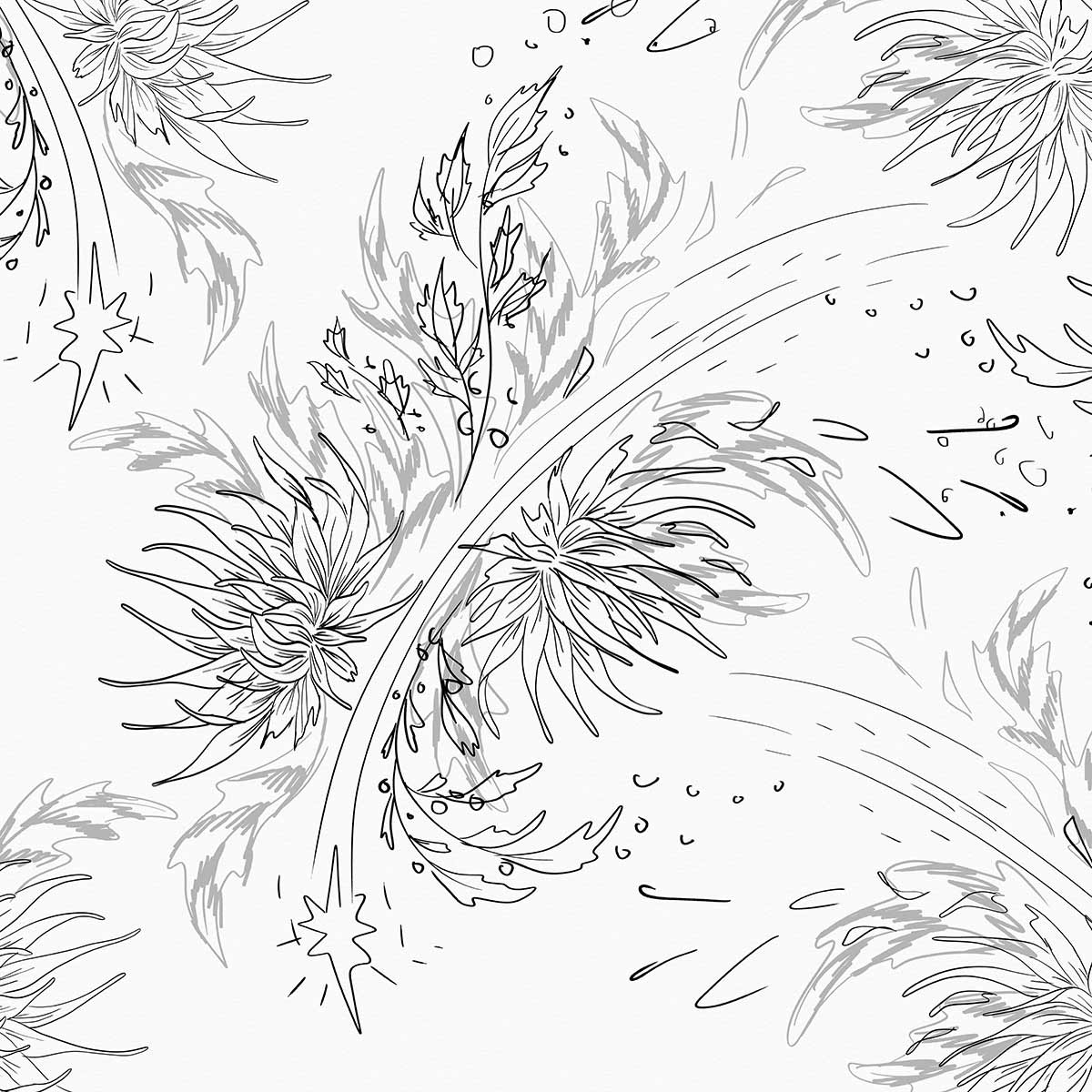 Floral supernova concept sketch by Andrea Muller