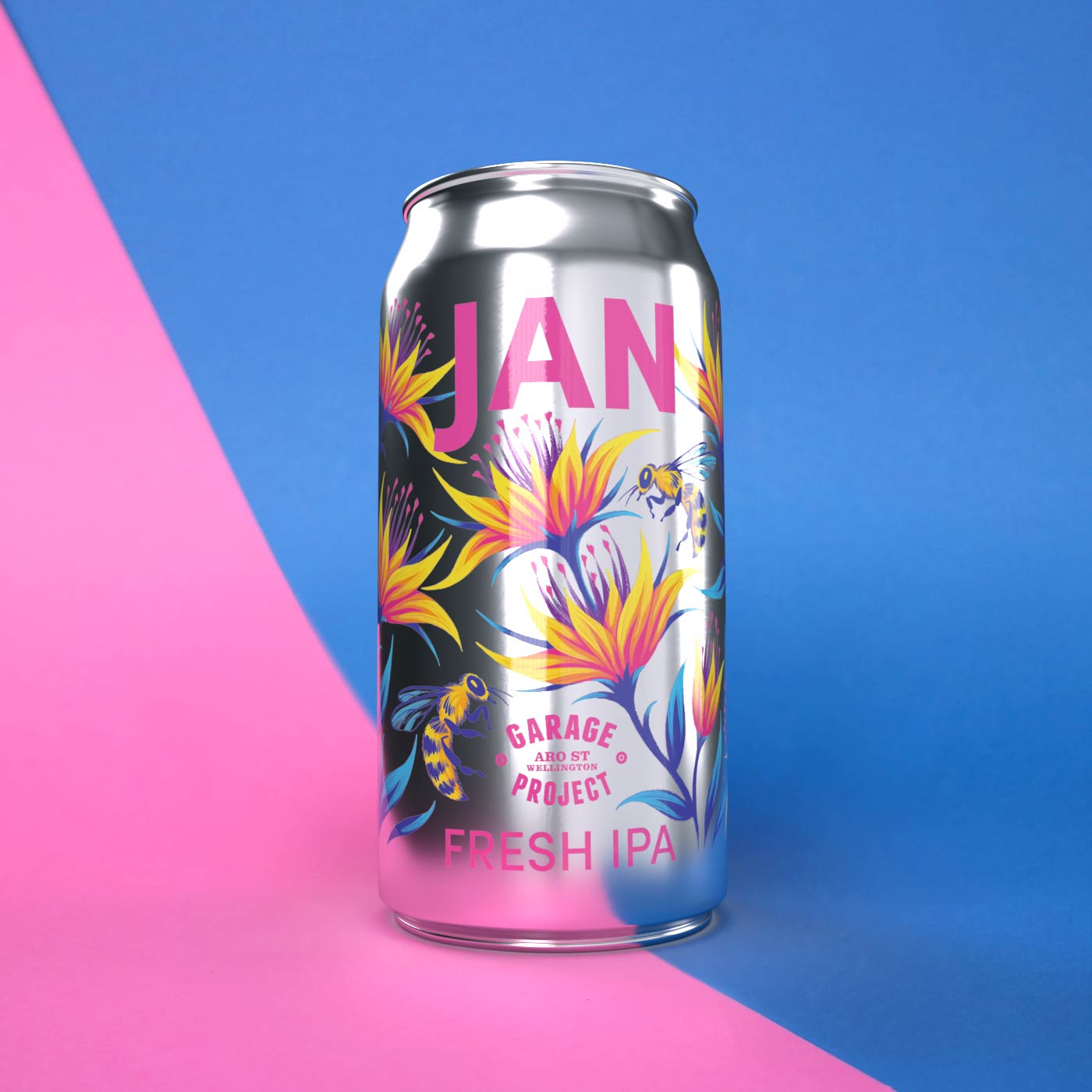 Fresh Jan Garage Project beer can packaging artwork by Andrea Muller