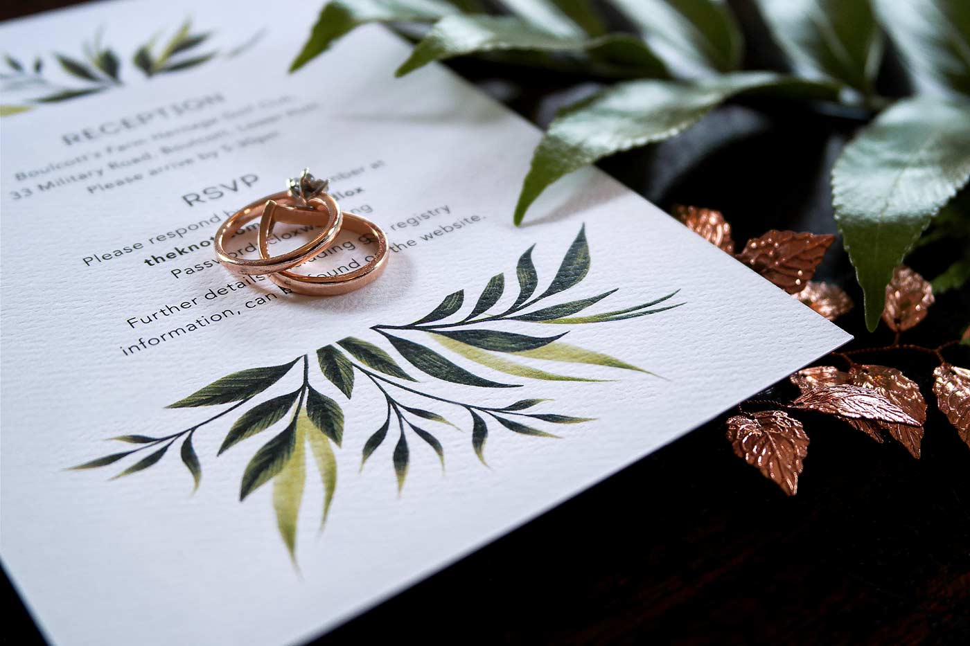 Foliage wedding invitation paper detail by Andrea Muller