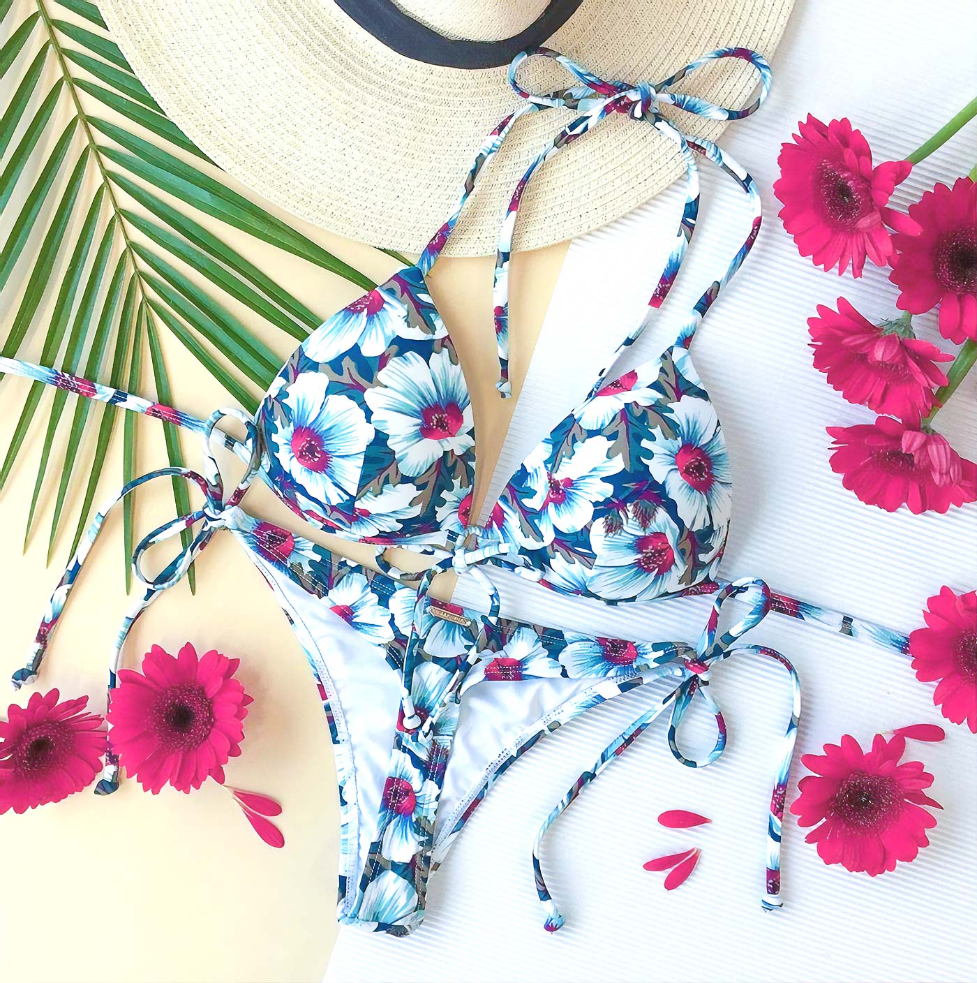 New Zealand Hibiscus floral print bikini by Andrea Muller