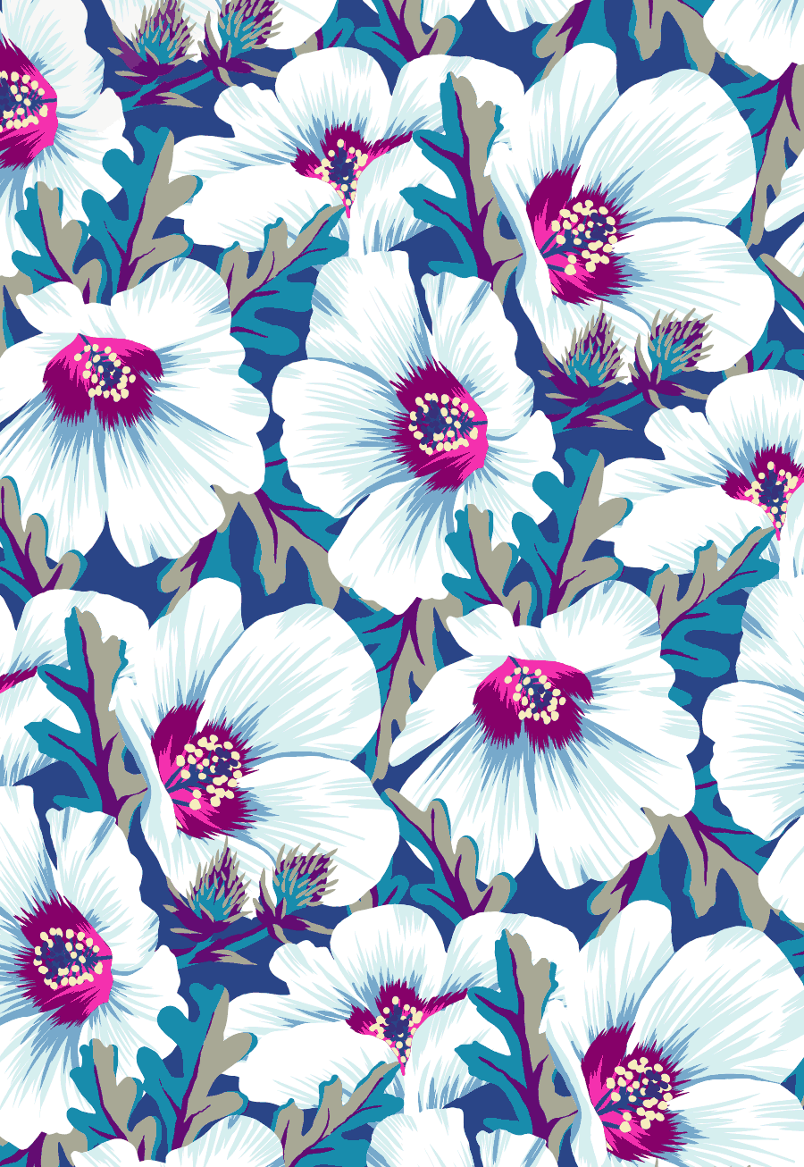 NZ Hibiscus dark floral pattern by Andrea Stark