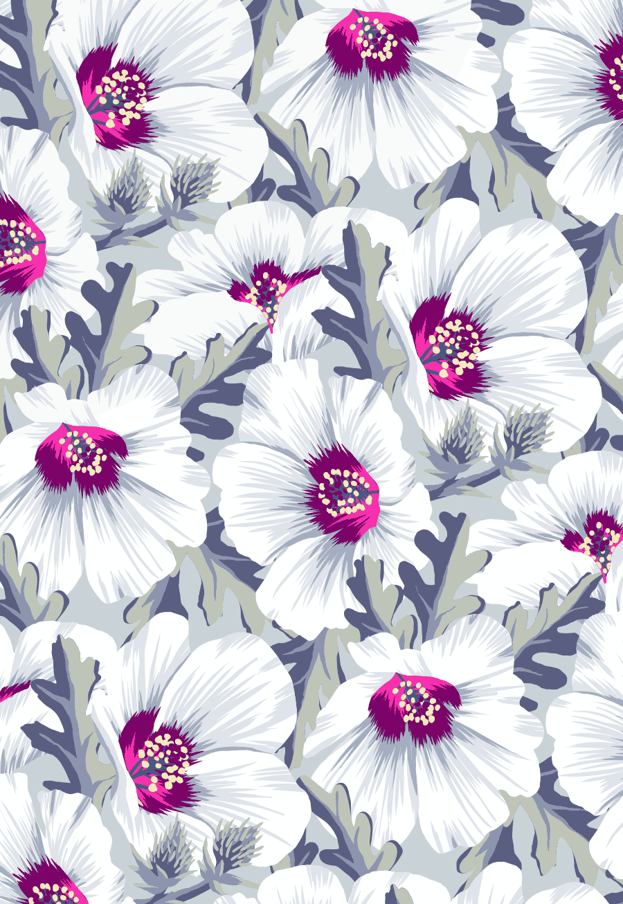 NZ Hibiscus light floral pattern by Andrea Stark