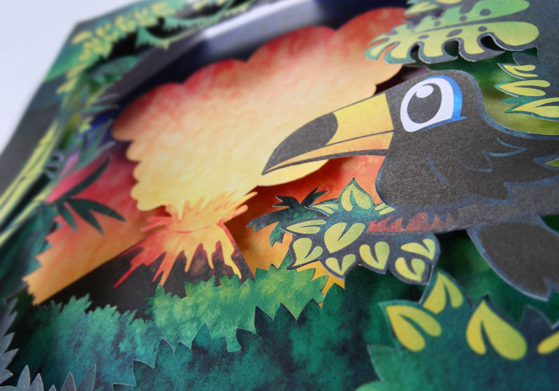 Jungle diorama with toucan