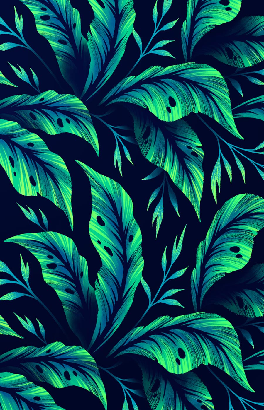 Green leaves foliage patten by Andrea Muller