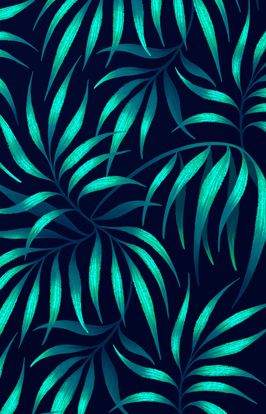 Green palm leaves pattern print by Andrea Muller