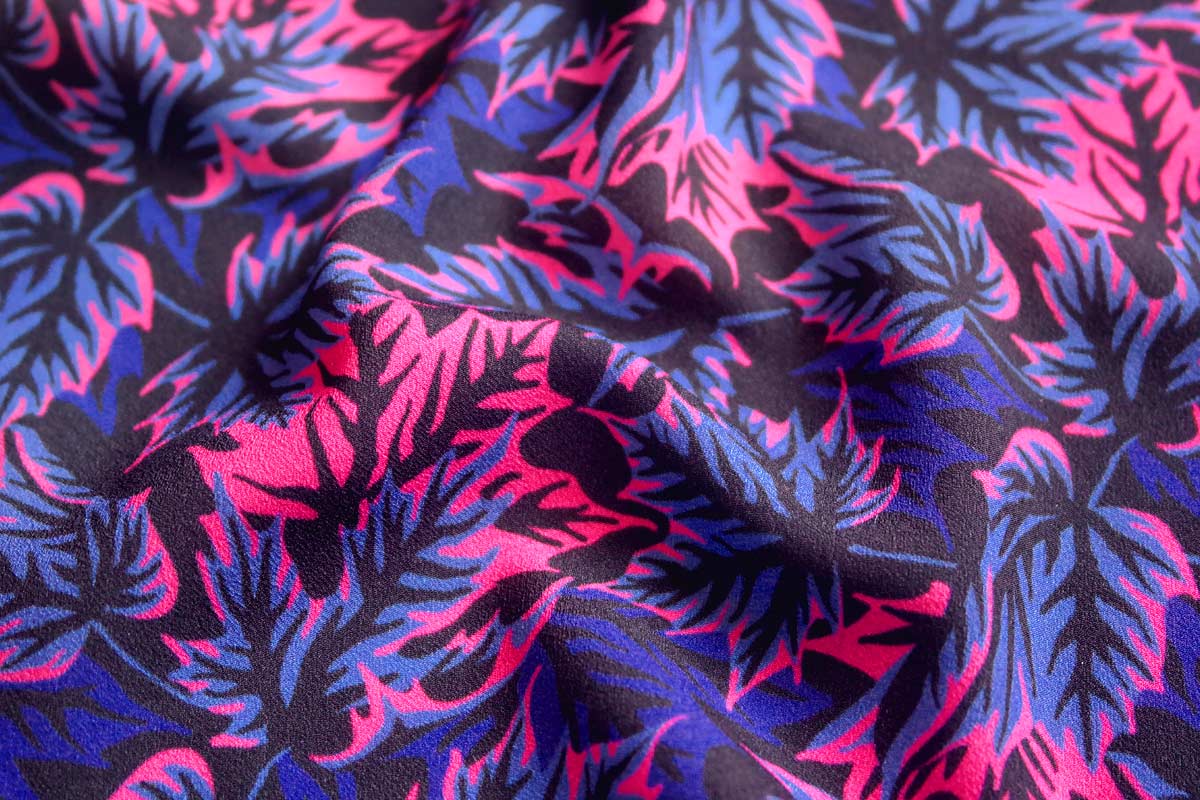 Autumn Leaf fabric pattern pink blue by Andrea Muller
