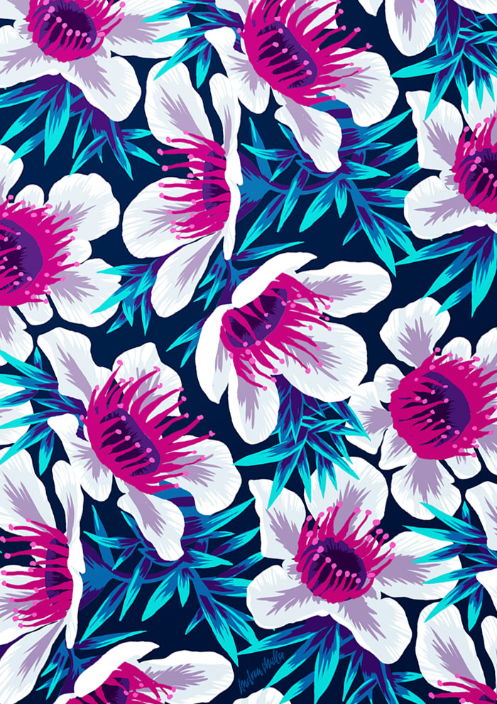 Manuka light floral pattern by Andrea Muller
