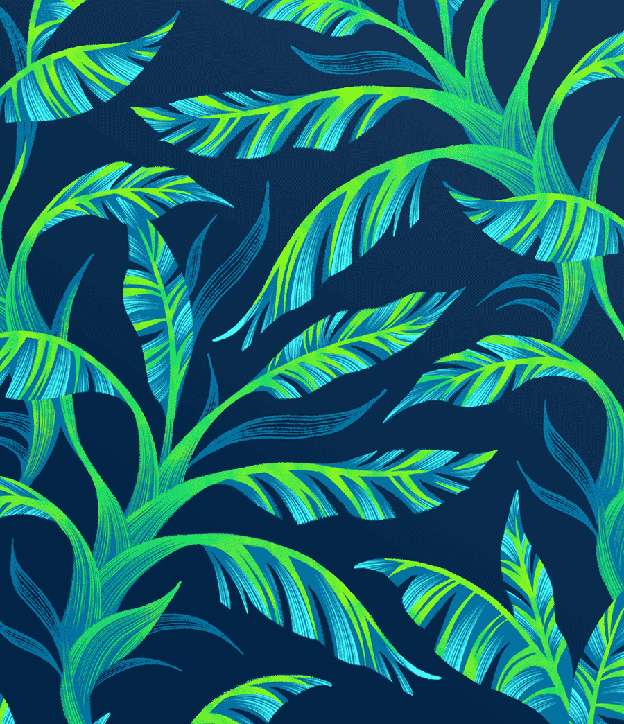 Green banana leaf tropical pattern illustration by Andrea Muller