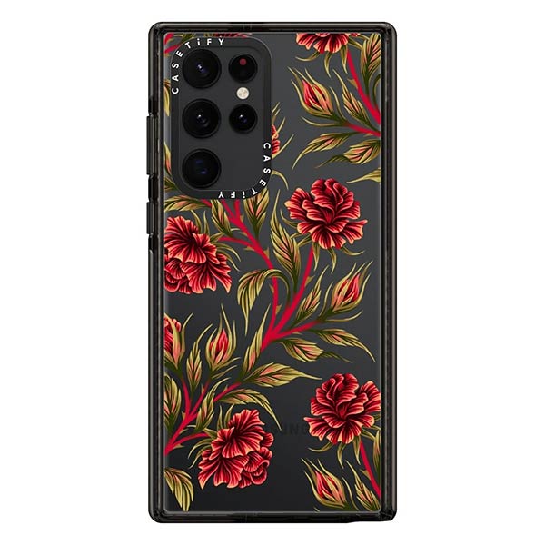 Red roses pattern floral phone case by Andrea Muller