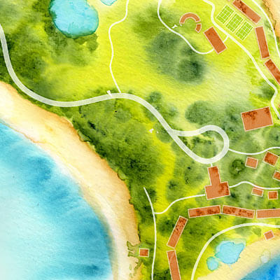 Fijian Resort Interactive map design by Andrea Stark