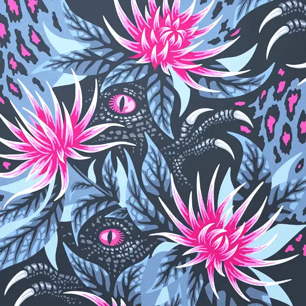Floral pattern with dinosaurs collection by Andrea Muller