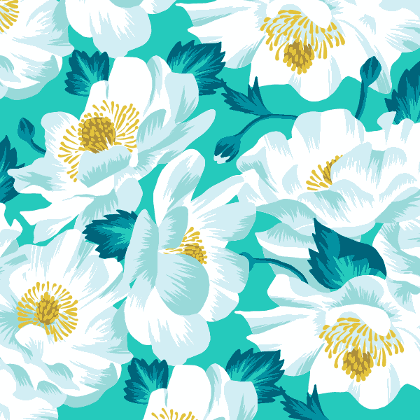 Vector pattern floral print illustration of native New Zealand flower Mount Cook Lily by Andrea Muller