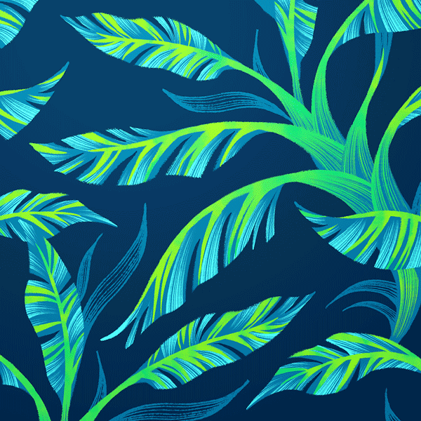 Tropical banana leaf pattern fabric print by Andrea Muller