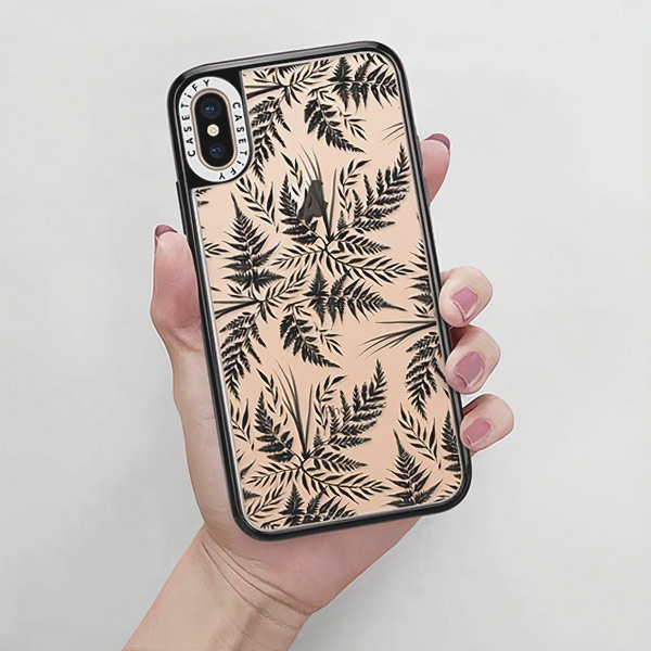 Black fern leaf pattern iphone case by Andrea Muller