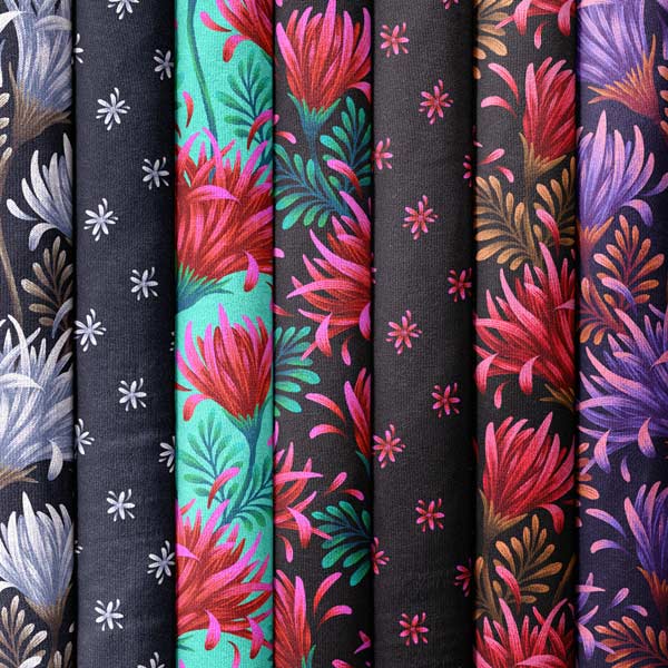 Daisy floral coordinating fabric collection by Andrea Muller