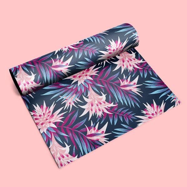 Aechmea Fasciata tropical floral pattern exercise mat by Andrea Muller