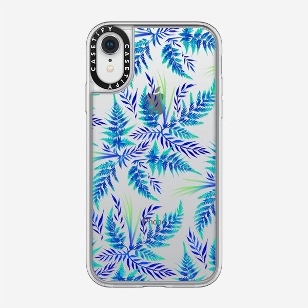 Blue fern leaf pattern iphone case by Andrea Muller