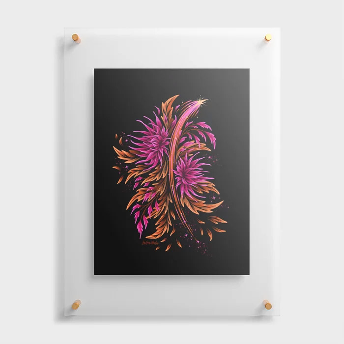 Floral supernova floating acrylic art print by Andrea Muller