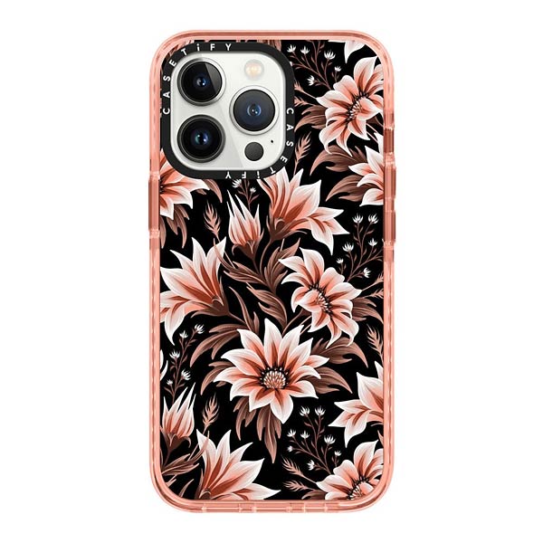 Gazania floral peach and black phone case by Andrea Muller