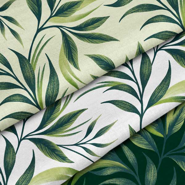 Green foliage repeat pattern on fabric by Andrea Muller