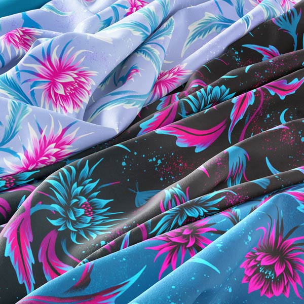 Floral fabric collection pink and blue by Andrea Muller