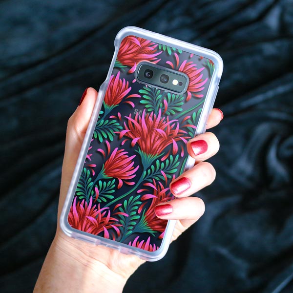 Red and green daisy pattern Casetify iphone case by Andrea Muller