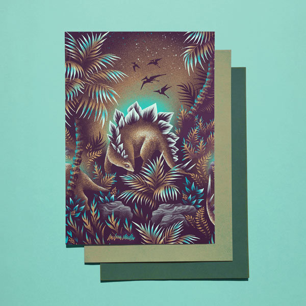 Stegosaurus dinosaur art print poster by Andrea Muller