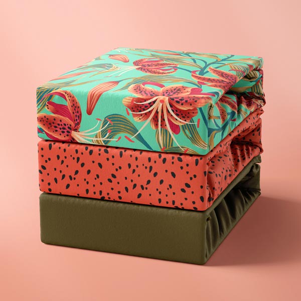 Tiger Lily mint green floral duvet cover by Andrea Muller