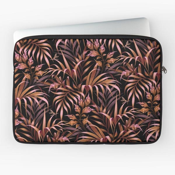 Tropical palm leaf pattern laptop sleeve by Andrea Muller