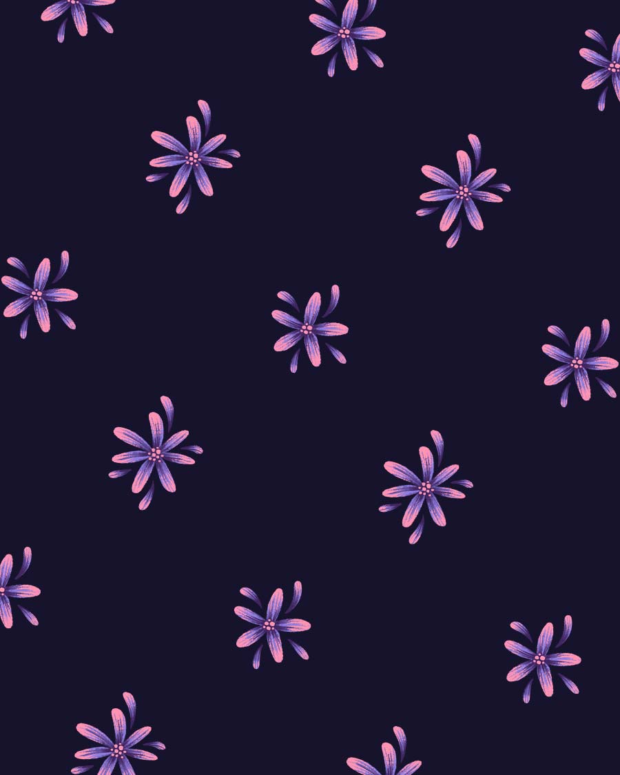 Small purple daisy repeating pattern illustration by Andrea Muller