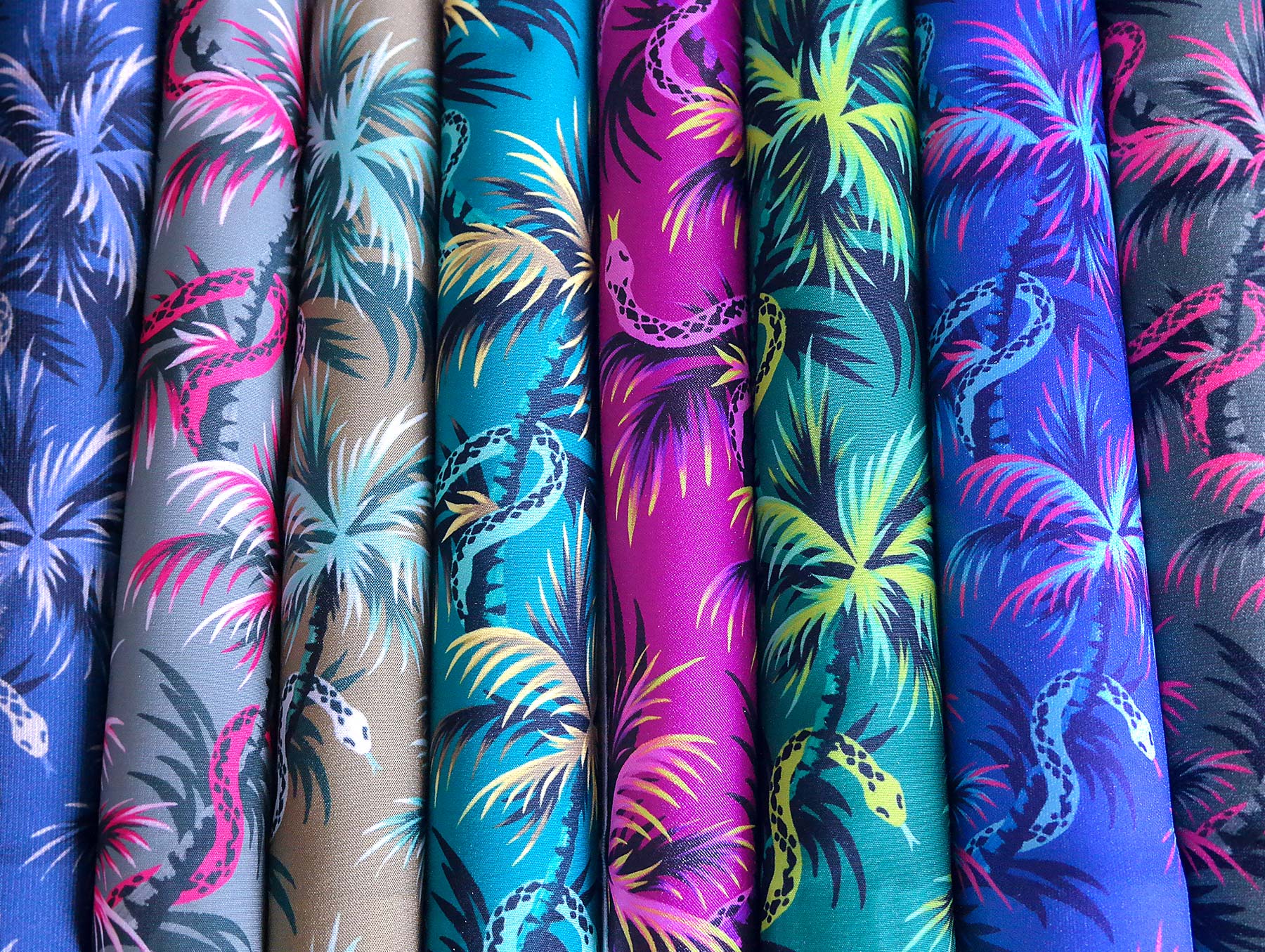 Snake Palms tropical fabric collection by Andrea Muller