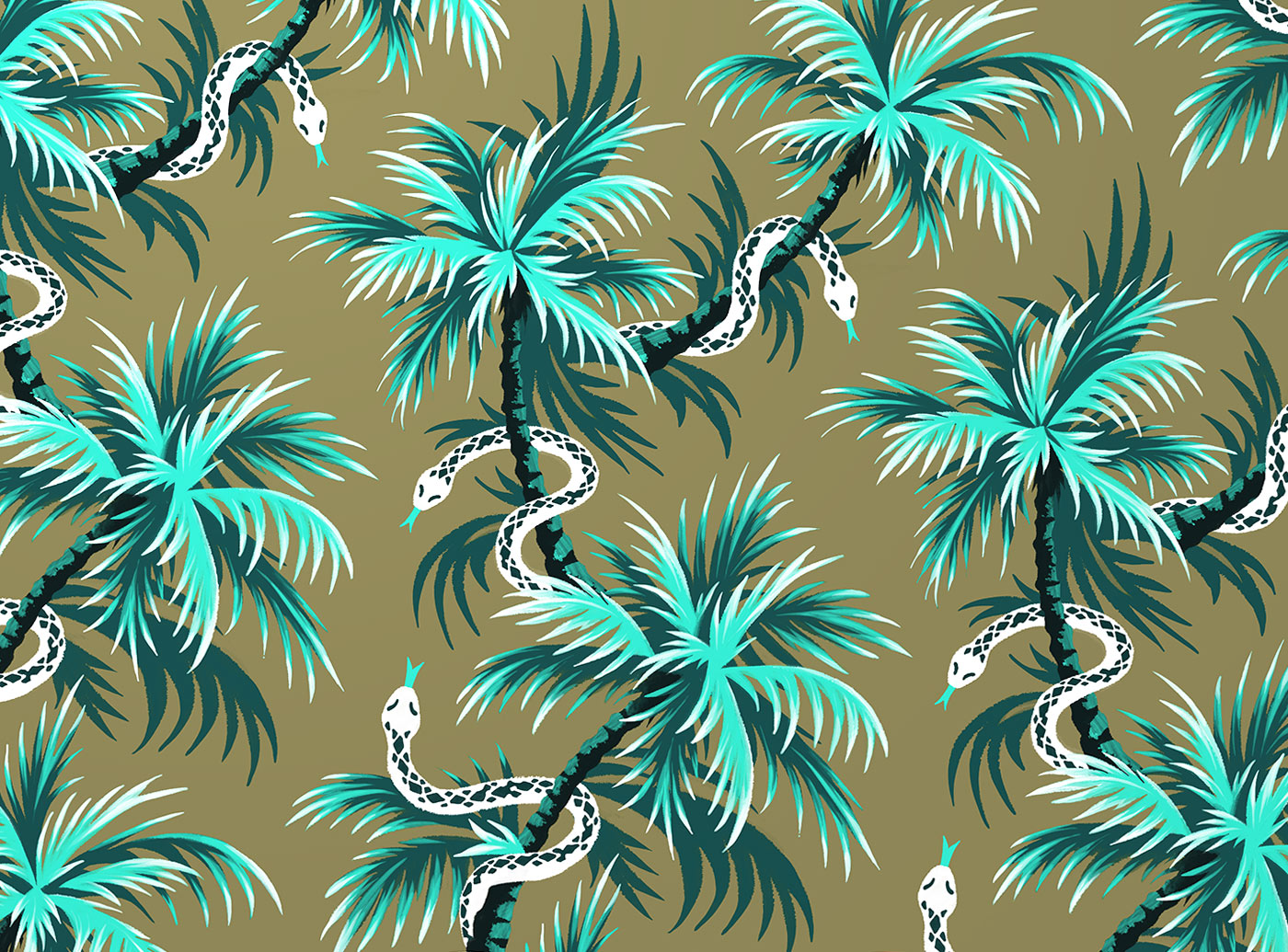 Snake Palms tropical illustration by Andrea Muller