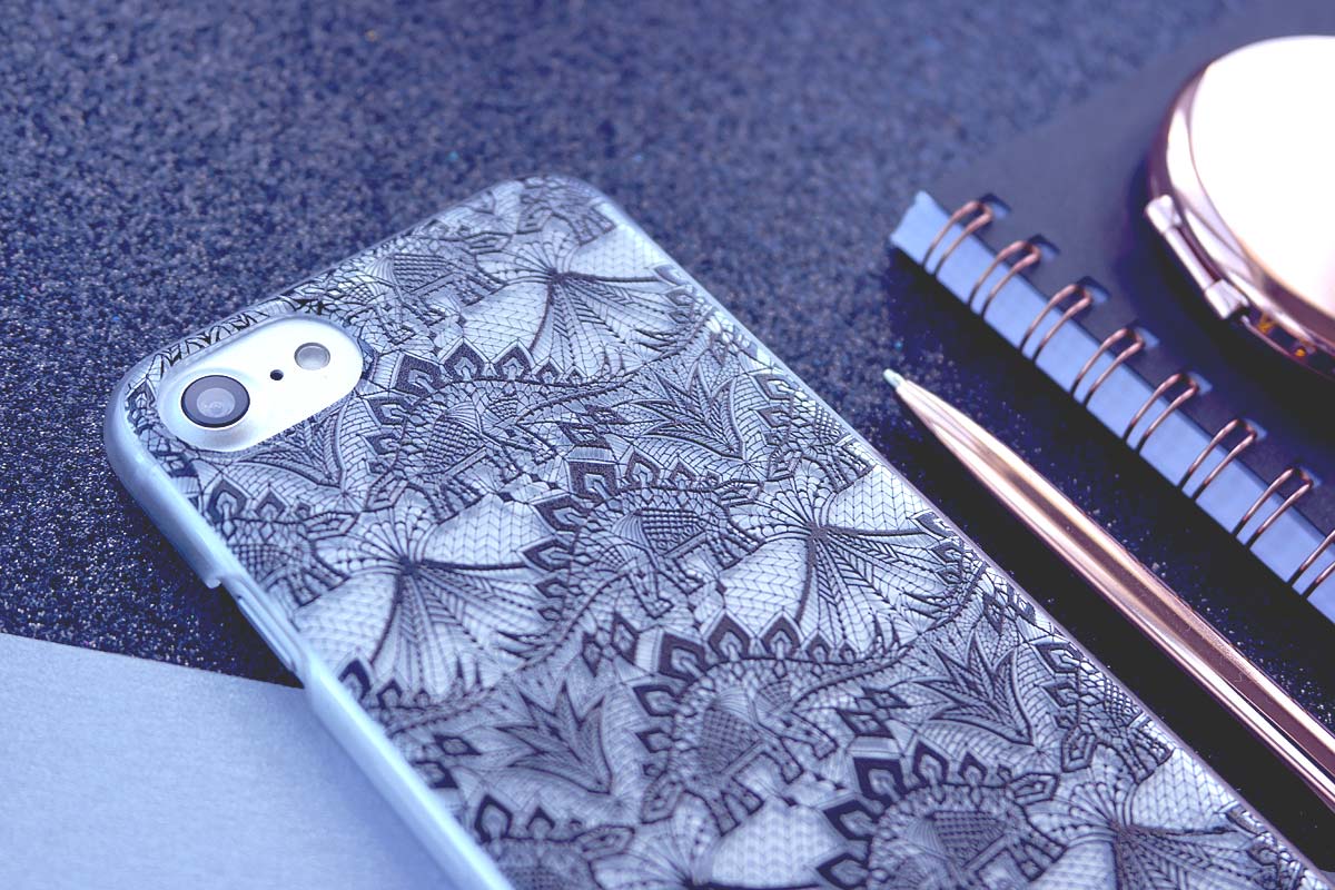 Stegosaurus lace phone case by Andrea Muller