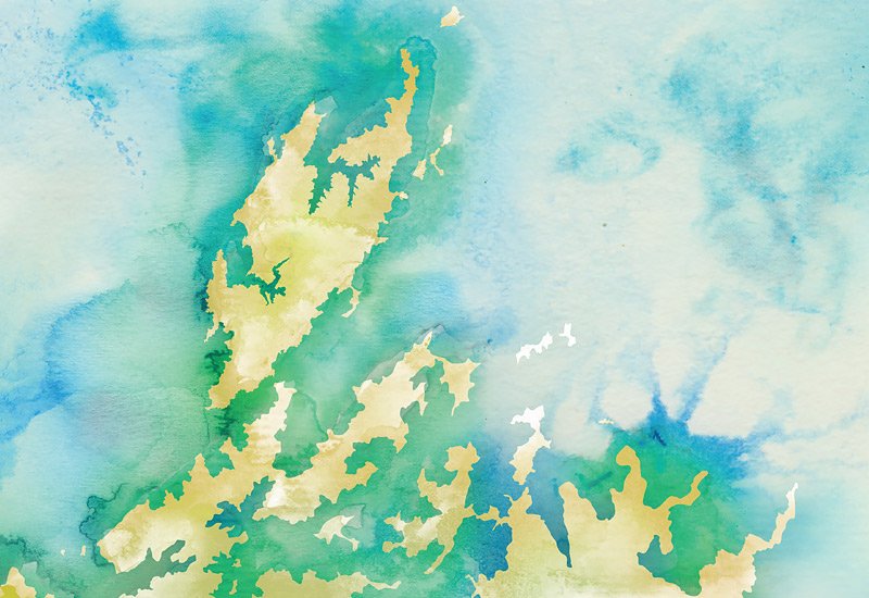 Detail of hand-painted Tasman Bay Map, D'Urville Island