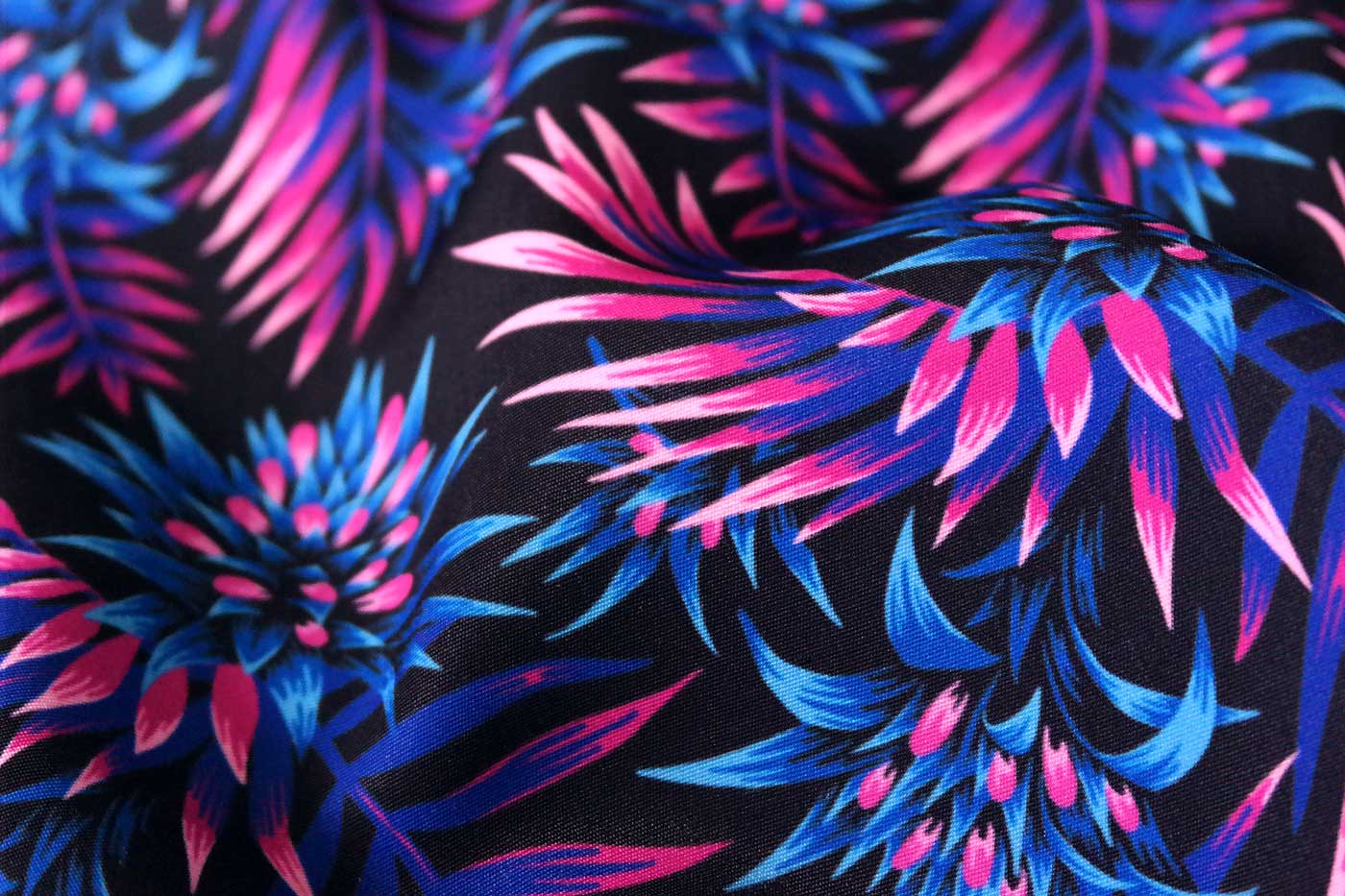 Fasciata tropical floral dark blue purple fabric by Andrea Stark