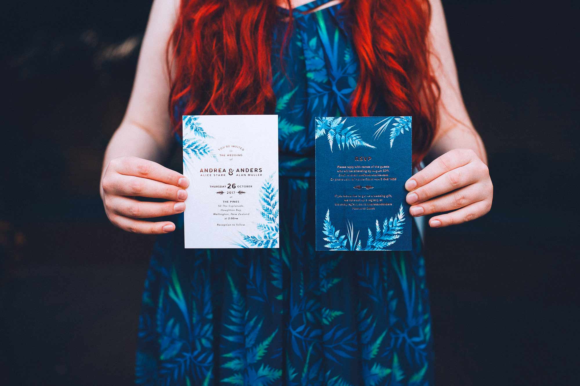 Wellington wedding invitation by Andrea Muller