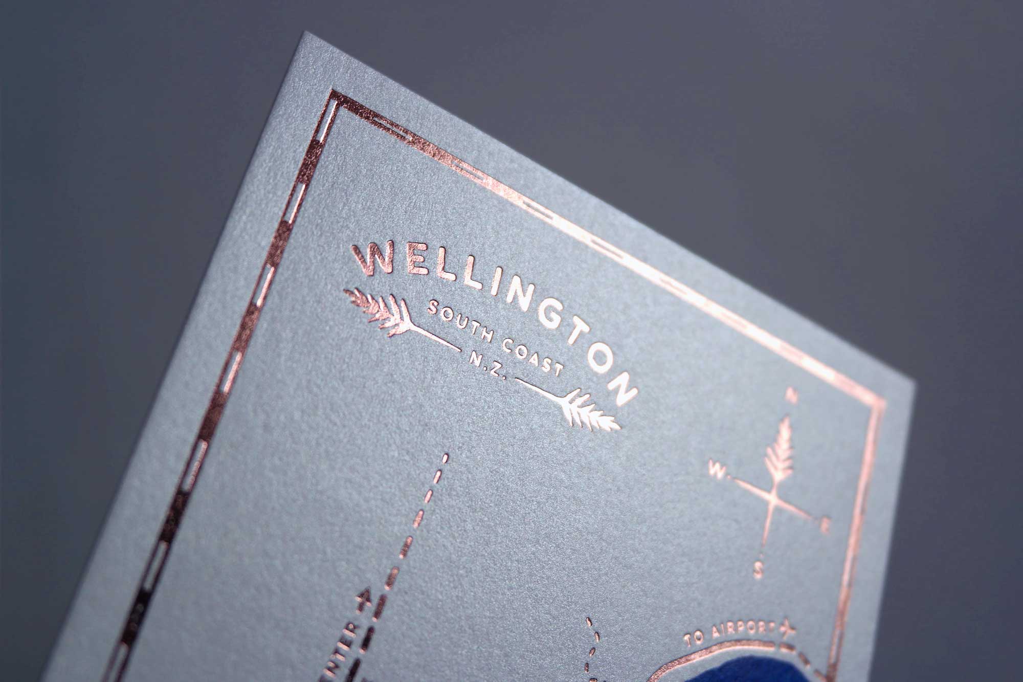 Wedding Invitation foil embossed Wellington NZ