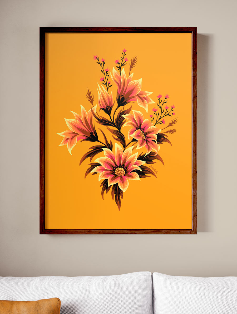 Gazania floral pattern illustration by Andrea Muller