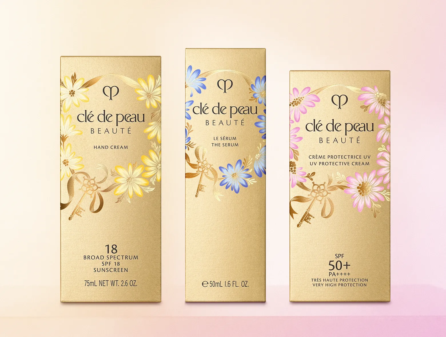 Clé de Peau Beauté cosmetic box packaging floral artwork by Andrea Muller