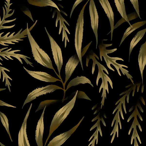 Illustrated fern leaves foliage dark green wallpaper by Andrea Muller