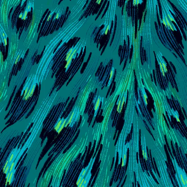 Bright teal turquoise leopard pattern wallpaper swatch by Andrea Muller