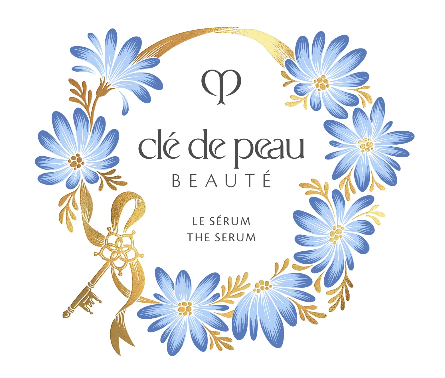 Blue daisies wreath vector packaging illustration by Andrea Muller