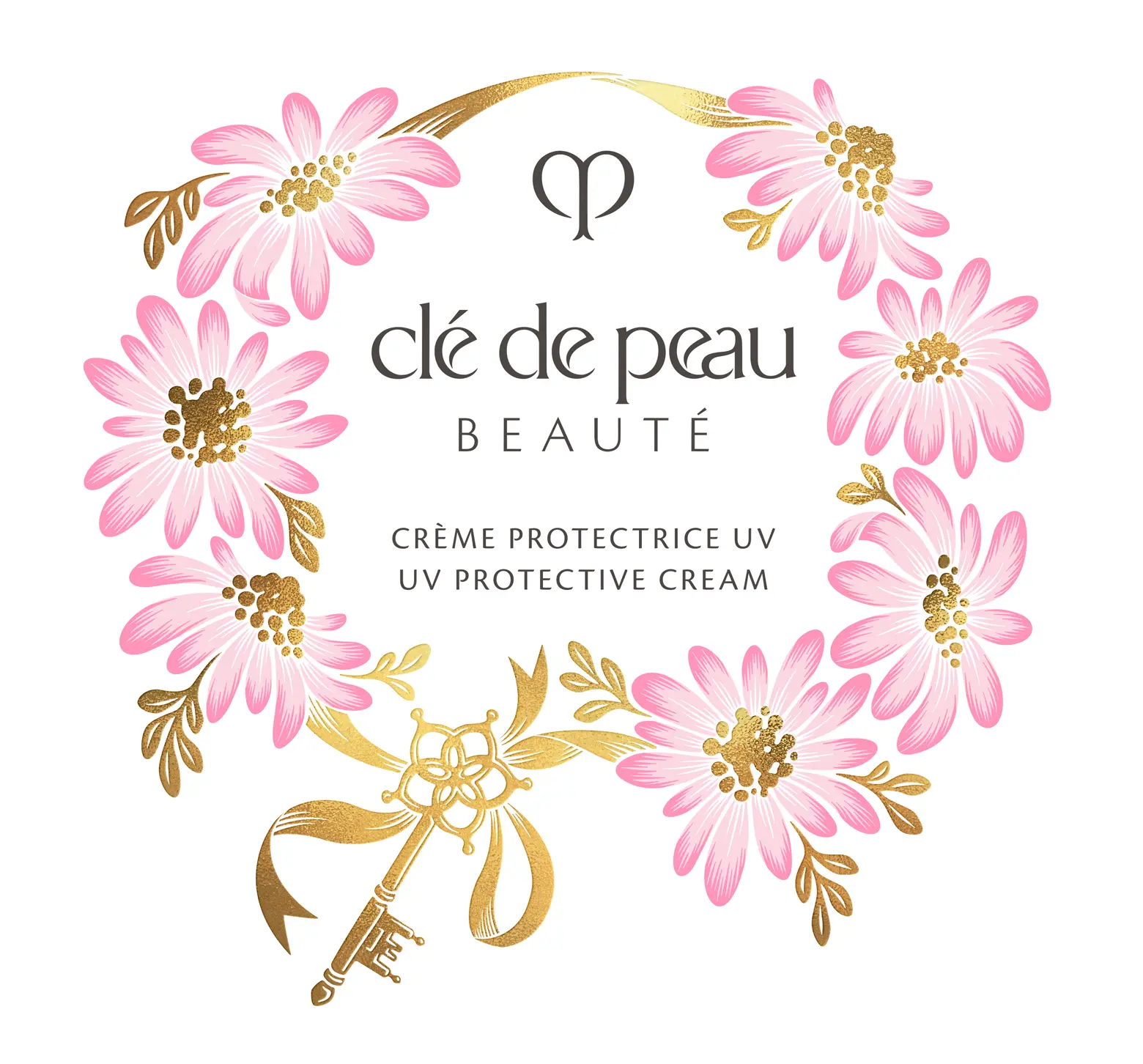 Pink daisy wreath skincare packaging illustration by Andrea Muller